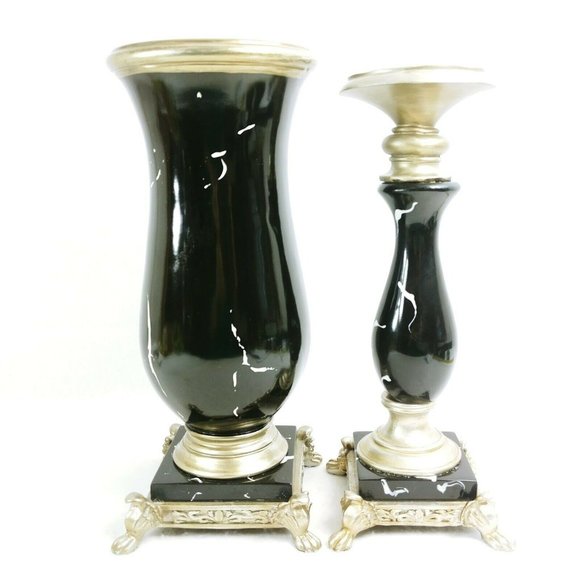Candleholder and Vase Faux Marble  Set - Picture 6 of 8